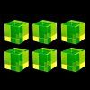 Set of 6 yellow uranium glass cube paperweights with strong UV glow