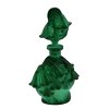 1930s Art Deco Bohemian malachite glass perfume bottle with floral relief by H. Hoffmann