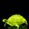 Art Deco Jewelry Box ' Turtle ' 1930's H.Hoffmann Vaseline Uranium Glass Bowl