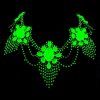 uranium glass royal fringe necklace glowing green under UV light