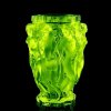 uranium glass art deco bacchantes vase by H Hoffmann molds