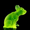 Bohemian uranium glass bulldog collectible sculpture with satin finish
