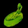 Vintage 1930s H. Hoffmann Art Deco uranium glass bowl Bohemia Vaseline glass sculpture