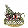 Vintage Czechoslovakian Rhinestones Winter Sleigh With Christmas Gifts