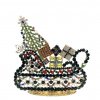 Vintage Czechoslovakian Rhinestones Winter Sleigh With Christmas Gifts