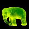 Art Deco uranium glass large elephant figurine by H. Hoffmann with strong UV glow
