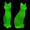1930' H.Hoffmann Bohemian Art Deco ' 2 Large Cats ' Vaseline Uranium Glass Figurines