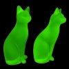 1930 h hoffmann bohemian art deco 2 large cats vaseline uranium glass figurines