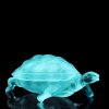 uranium glass Art Deco turtle jewelry box in blue glass by H. Hoffmann