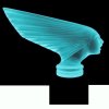 uranium glass Art Deco Victoire hood ornament car mascot in blue glass with black glass base designed by H. Hoffmann