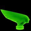 uranium glass Art Deco Victoire hood ornament car mascot with intense UV glow under blacklight