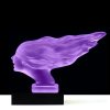 hood ornament speed girl alexandrite glass with black glass base side view Art Deco car mascot by H. Hoffmann