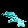 Art Deco Girl in the Wind hood ornament in blue uranium glass, Bohemian car mascot