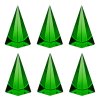 Deep green uranium glass pyramid paperweights set of 6 made of bohemian vaseline glass