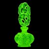 Yellow uranium glass Art Deco Angel of Love butterfly perfume bottle with strong green UV glow