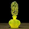 Yellow uranium glass Art Deco Angel of Love butterfly perfume bottle