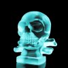 art deco hood ornament cyan vaseline uranium glass skull sculpture 1930 h hoffmann