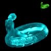blue uranium glass Art Deco nude lady large bowl