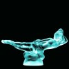 Art Deco nude lady figurine made of blue uranium glass reclining pose