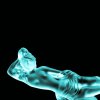 Bohemian Art Deco reclining female nude figurine blue uranium glass