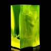 uranium glass art deco nude figure block vase, h hoffmann molds, uv reactive