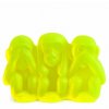 Bohemian uranium glass Three Wise Monkeys figurine with transparent surface finish