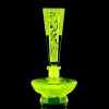 Yellow uranium glass Art Deco sunburst floral stopper perfume bottle