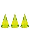 Yellow uranium glass pyramid paperweights set of 3 made of bohemian vaseline glass