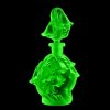 1930s Art Deco Bohemian green uranium glass perfume bottle with floral design by H. Hoffmann