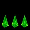 Uranium glass light green pyramid set of 3 under UV light, neon glow effect, Bohemian vaseline glass, artdeco1930.com