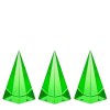 Light green uranium glass pyramid paperweights set of 3, strong UV glow, Bohemian vaseline glass, artdeco1930.com