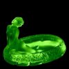 green uranium glass Art Deco nude lady large bowl with UV glow