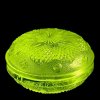 uranium glass art deco jewelry box with cut pattern by h. hoffmann — front view