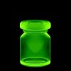 Bohemian Vaseline glass apothecary trinket jars set of 2 1930s Art Deco uranium glass bottles with lids glowing green under UV light