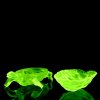 green uranium glass Art Deco turtle jewelry box open with lid showing strong UV glow
