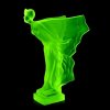 uranium glass hood ornament flying lady Art Deco car mascot by H. Hoffmann second view