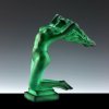 hood ornament nude female malachite glass detail Art Deco car mascot by H. Hoffmann