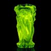 uranium glass art deco bacchantes tall vase, h hoffmann molds, uv reactive