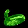 green uranium glass Art Deco nude lady small bowl with strong UV glow