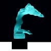Art Deco nude female hood ornament in blue uranium glass mounted on black glass base