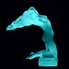 Uranium glass Art Deco nude female hood ornament in blue glass by H. Hoffmann