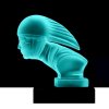 Art Deco Racer hood ornament in blue uranium glass mounted on black glass base