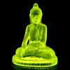 Art Deco uranium glass Buddha figurine by H. Hoffmann with strong UV glow