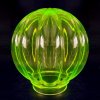 Art Deco ribbed globe uranium vaseline glass lamp shade glowing under UV light