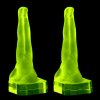 Pair of yellow uranium glass Art Deco nude lady bookends by H. Hoffmann with strong UV glow