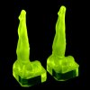 Side view of Art Deco nude lady bookends made from yellow uranium glass, H. Hoffmann