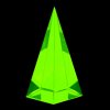 Yellow uranium glass pyramid paperweight with strong green UV glow under black light