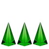 deep green uranium glass pyramid paperweights set of 3