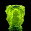 Art Deco uranium glass putti cherubs figural vase glowing under UV light, H. Hoffmann