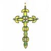 uranium glass art deco elongated marquise cluster cross pendant